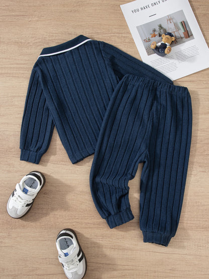 Boys' Two-Piece Warm Collar Suit for Autumn & Winter