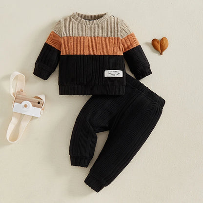 Baby Boy 2-Piece Warm Sweater and Pants Set for Fall