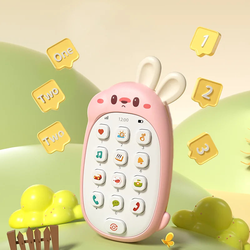 Baby Rabbit Puzzle Mobile Phone Toy - Chewable Music Fun