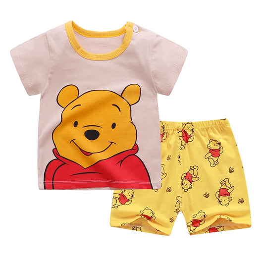 Cute Cartoon Baby Boys Summer Tracksuit: T-Shirt & Shorts Set