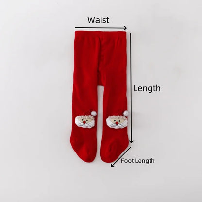 Red Cotton Christmas Tights for Infants and Toddlers