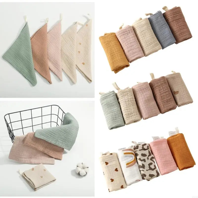 5-Pack Baby Cotton Burp Cloths and Wipes for Newborns