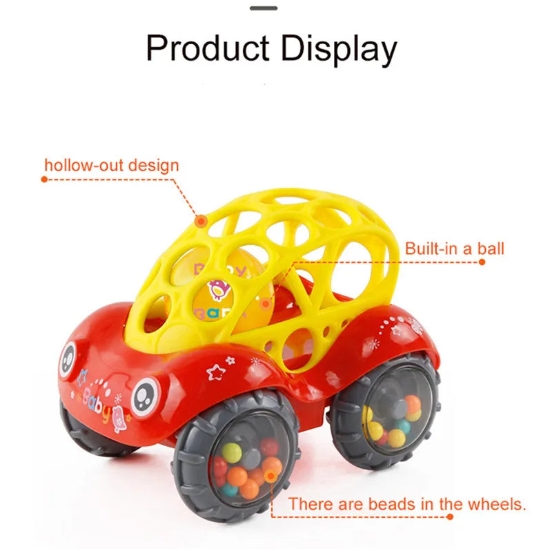 Soft Rubber Push and Go Cars for Infants 6-12 Months