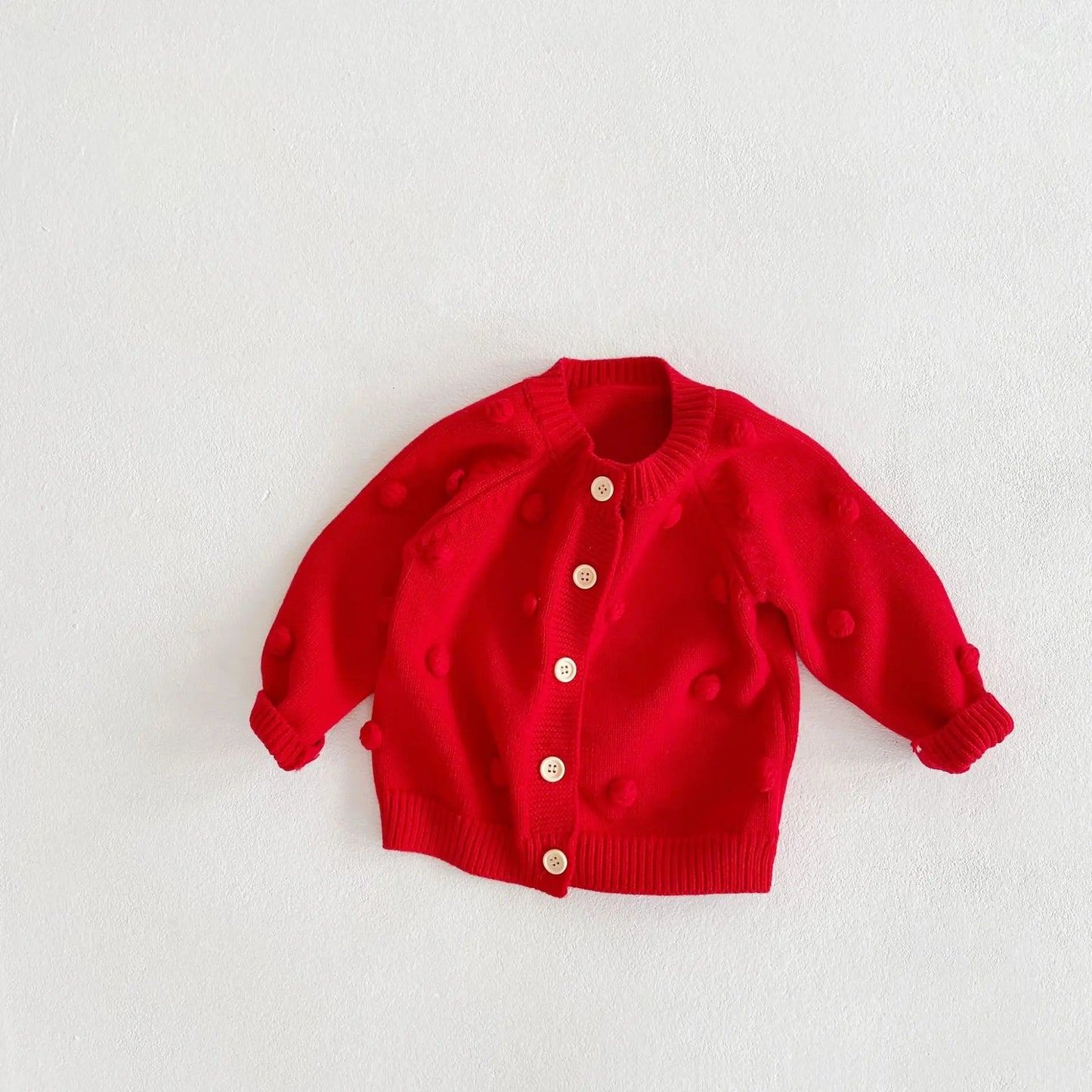 Unisex Pom Pom Knit Cardigan for Infants and Toddlers