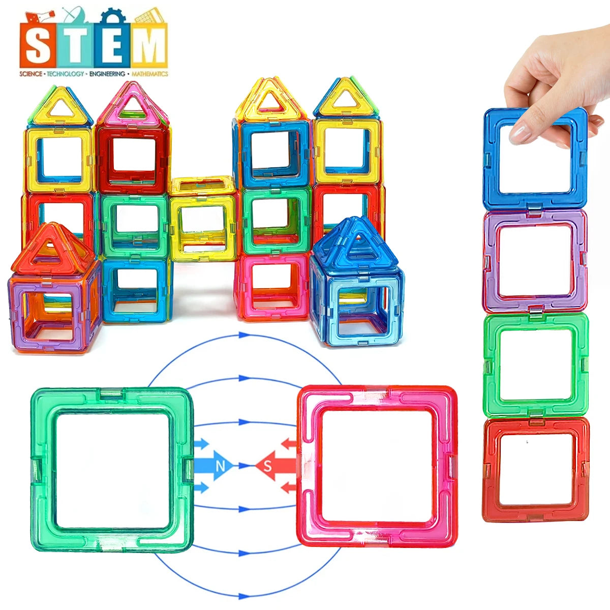 Medium Magnetic Building Blocks for STEM Learning fun