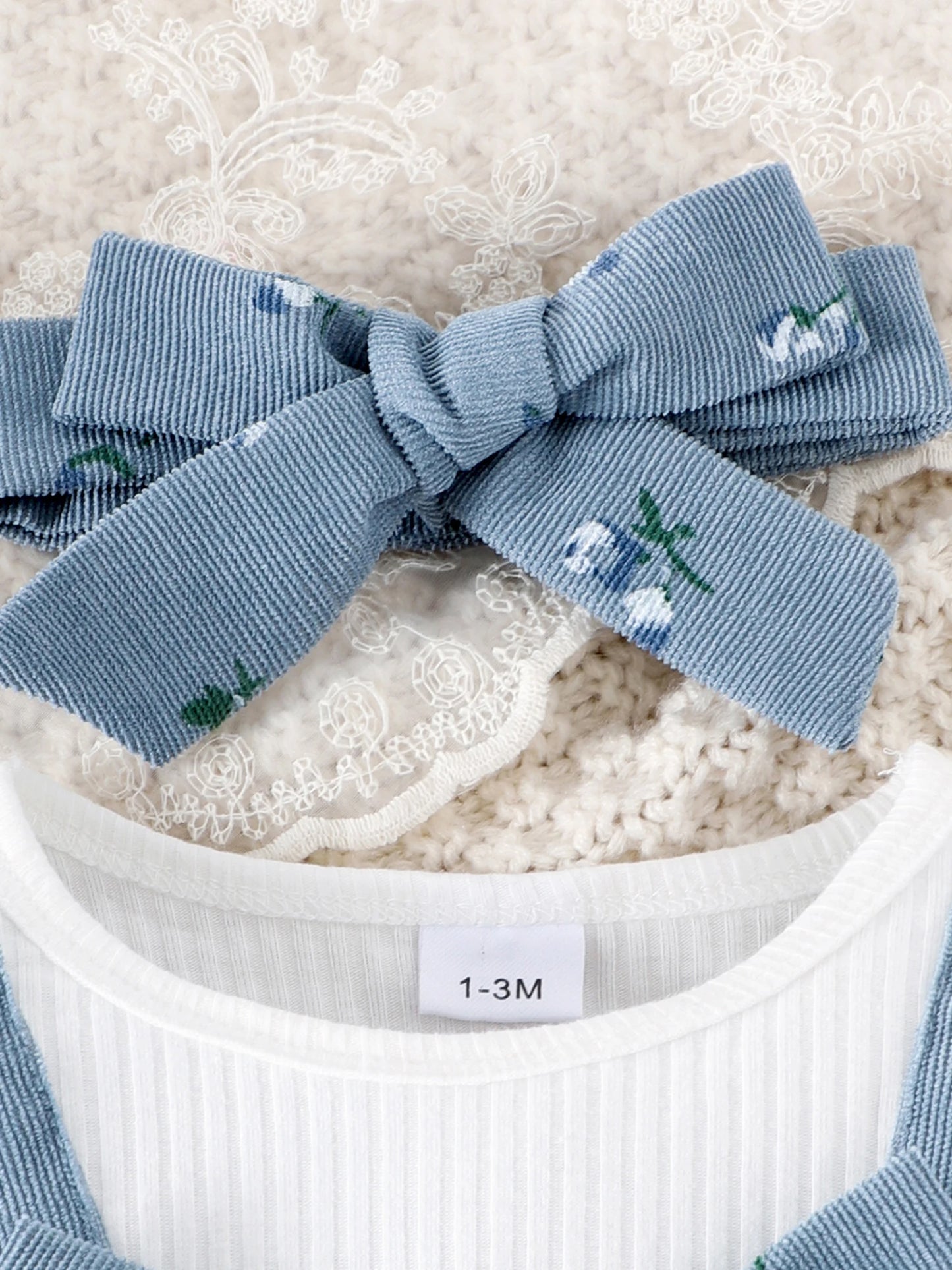 Floral Long Sleeve Romper Set for Baby Girls with Bow Headband