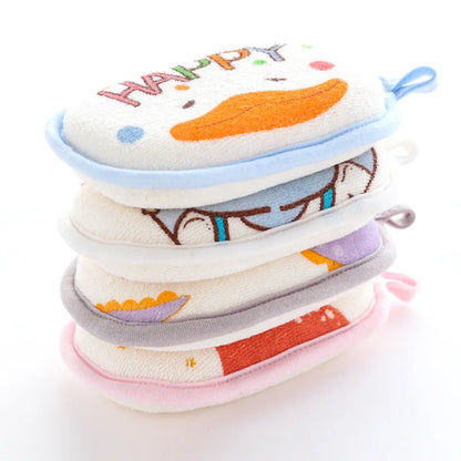 Cartoon Baby Bath Sponge and Scrubbing Towel for Newborns