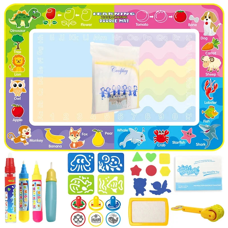 Water Drawing Mat for Kids with Reusable Magic Pens