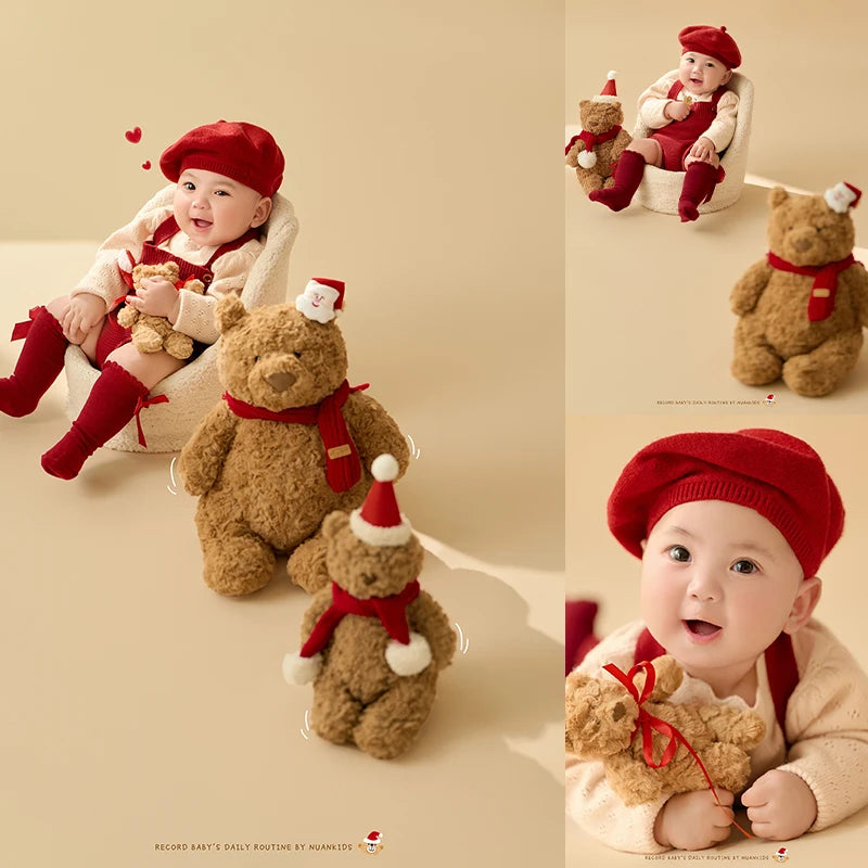 Christmas Baby Outfit Set with Knitted Hat and Socks
