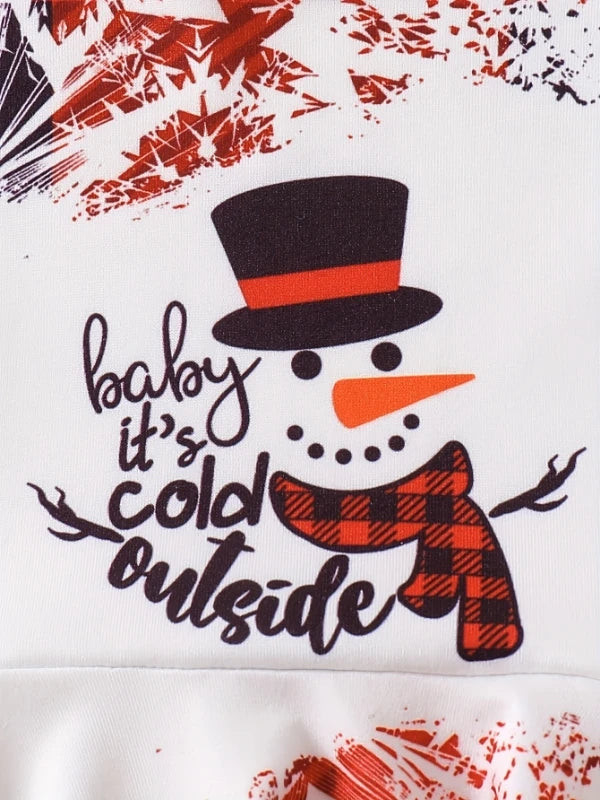 Toddler Girl's Cartoon Snowman Long Sleeve Christmas Dress