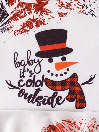 Toddler Girl's Cartoon Snowman Long Sleeve Christmas Dress