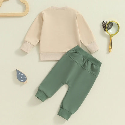 Toddler Boys Tractor Print Sweatshirt and Pants Outfit Set