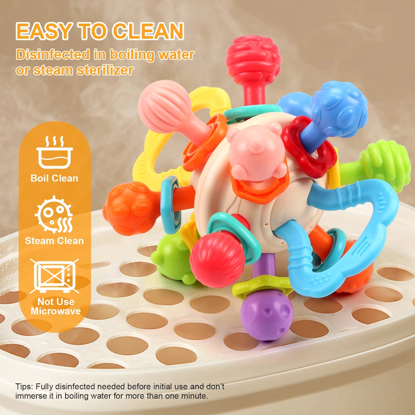 Soft Silicone Baby Rattle Ball for Infants 0-12 Months