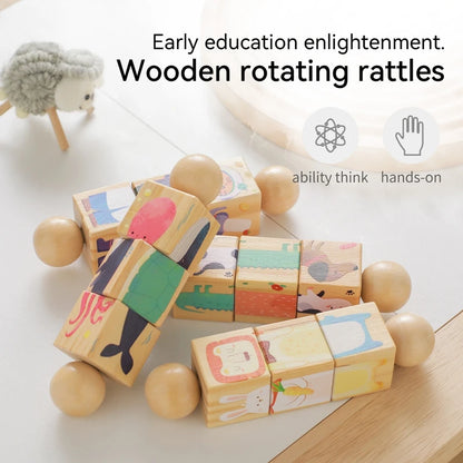 Wooden Montessori Musical Rattle Hand Bell for Babies