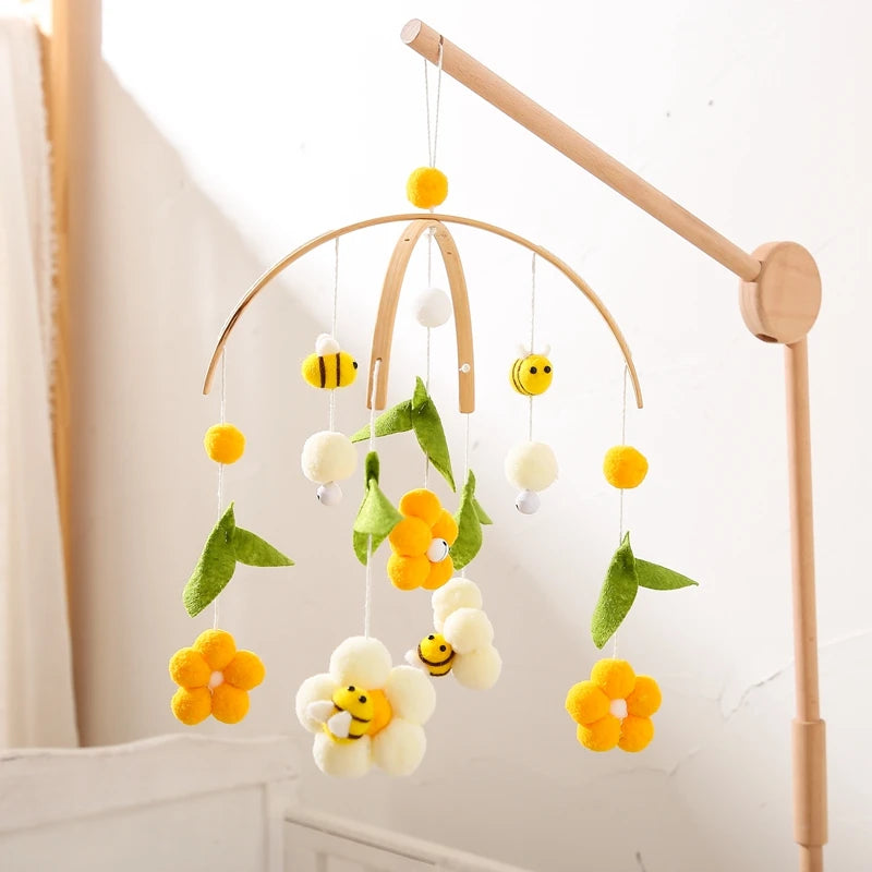 Baby Crib Mobile Rattles with Cartoon Bee for Nursery Decor