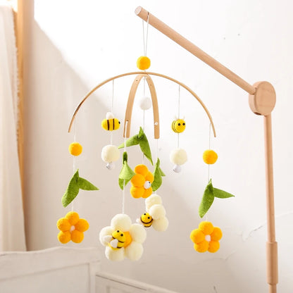 Baby Crib Mobile Rattles with Cartoon Bee for Nursery Decor