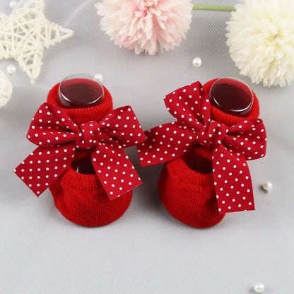 Newborn Baby Headband and Anti-Slip Bow Socks Set
