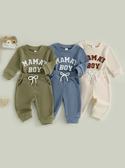 Baby Boy Embroidered Long Sleeve Romper and Pants Set