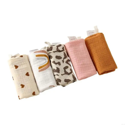 5-Pack Baby Cotton Burp Cloths and Wipes for Newborns