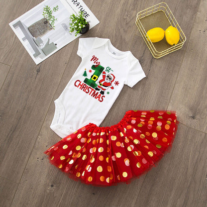 Baby Girls' Christmas Cake Smash Tutu Dress and Bodysuit Set