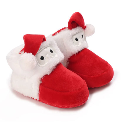 Santa Design Baby Booties with Anti-Slip Soles for Winter