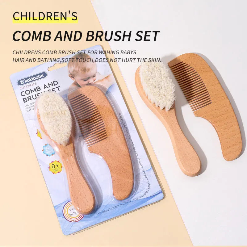 Baby Hairbrush and Ash Wood Comb Set for Gentle Care