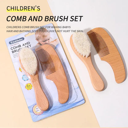 Baby Hairbrush and Ash Wood Comb Set for Gentle Care