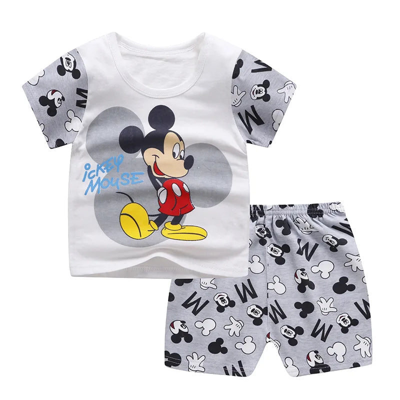 Cute Cartoon Baby Boys Summer Tracksuit: T-Shirt & Shorts Set
