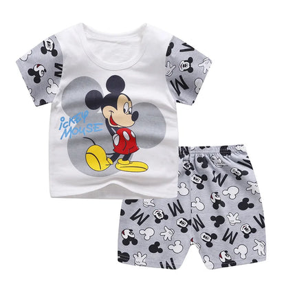Cute Cartoon Baby Boys Summer Tracksuit: T-Shirt & Shorts Set