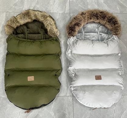 Stroller Winter Cover Footmuff - Warm Fur-Lined Baby Carriage Bag with Removable Flannel for Newborns | Winter Stroller Accessories