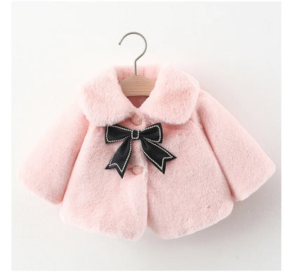 Warm Faux Fur Autumn Jacket for Baby Girls