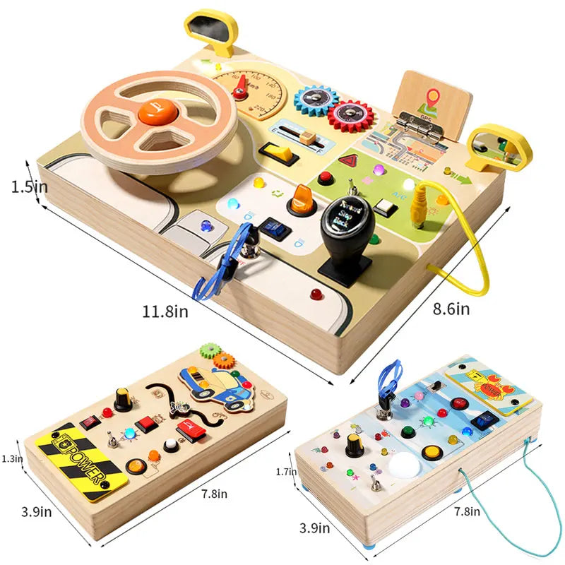 Montessori Busy Board for Children with LED Light Activities