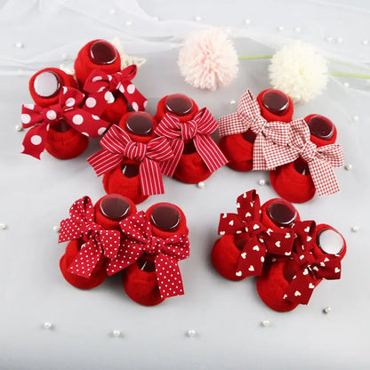 Newborn Baby Headband and Anti-Slip Bow Socks Set