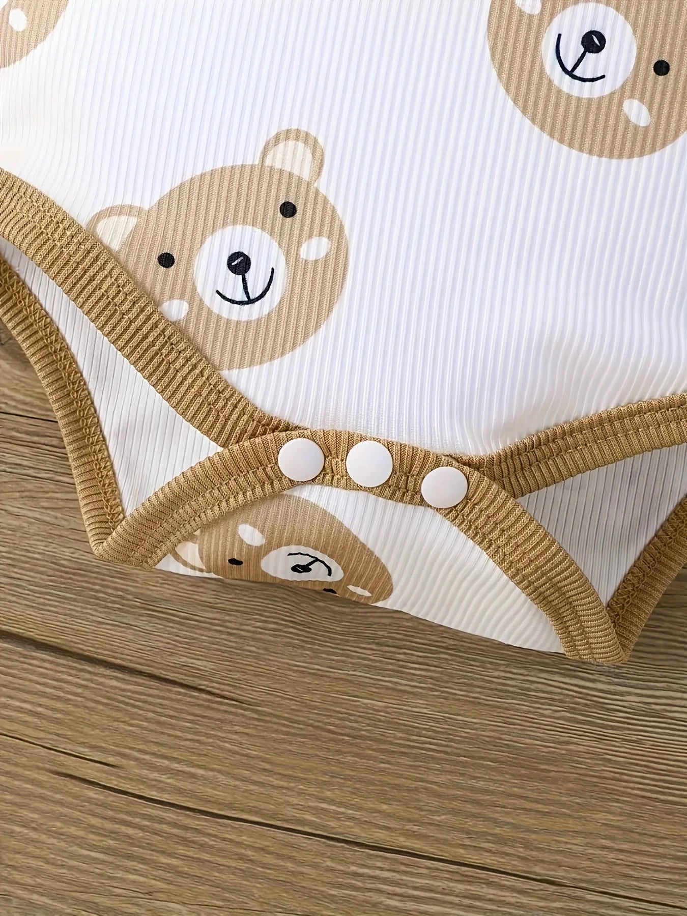 Cute Little Bear Print Baby Boy Jumpsuit, Pants, & Hat Set