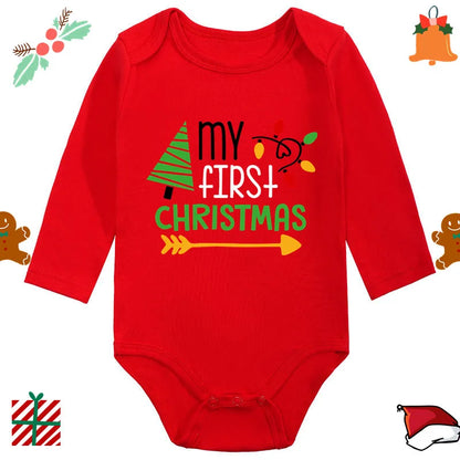 Santa Claus Elk Print Long Sleeve Baby Romper for Newborns