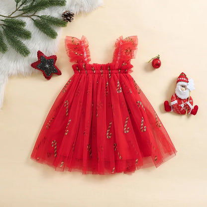 Toddler Christmas Tutu Dress for Baby Girls, Sizes 6M-4Y