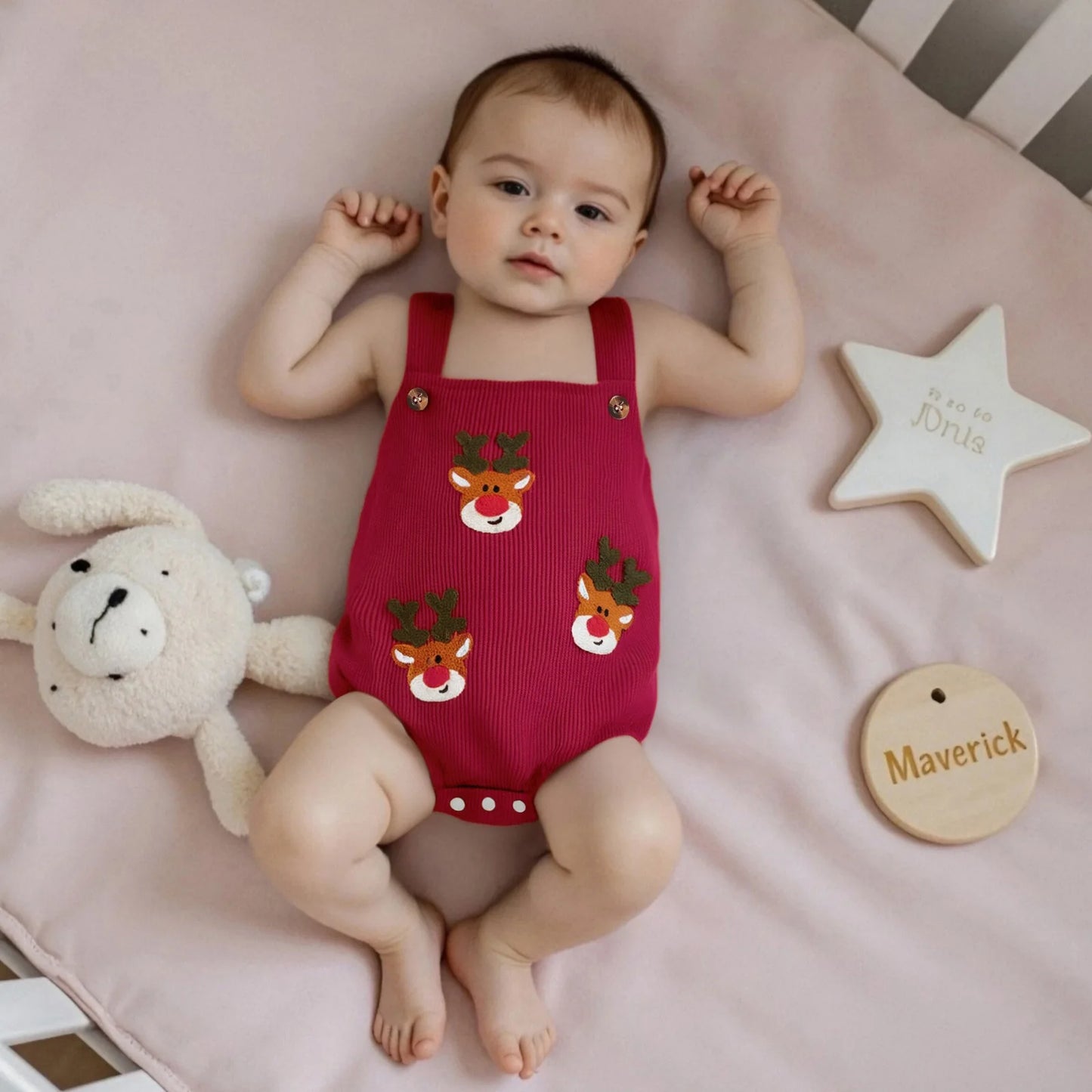 Christmas Corduroy Suspender Romper for Newborns 0-18M