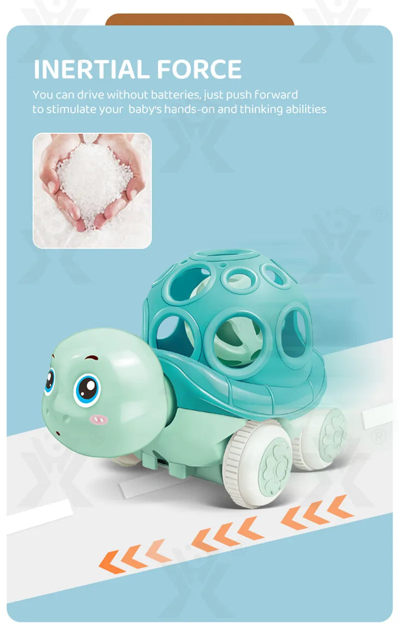 Soft Rubber Push and Go Cars for Infants 6-12 Months