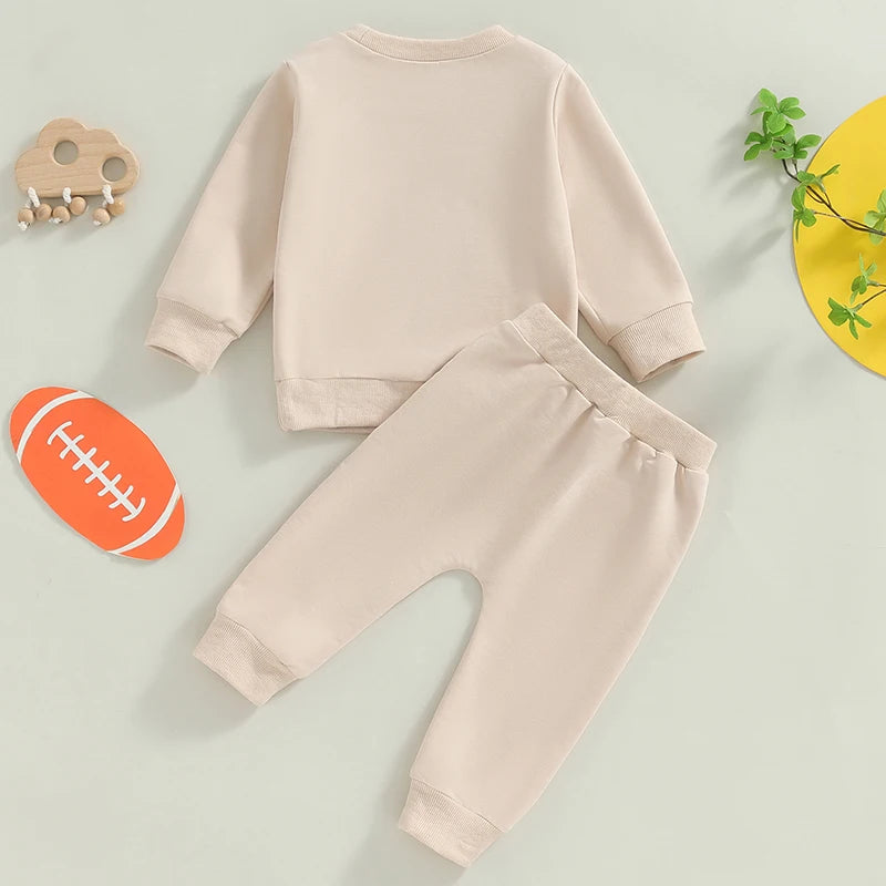 Toddler Football Print Sweatshirt and Pants Set for Kids