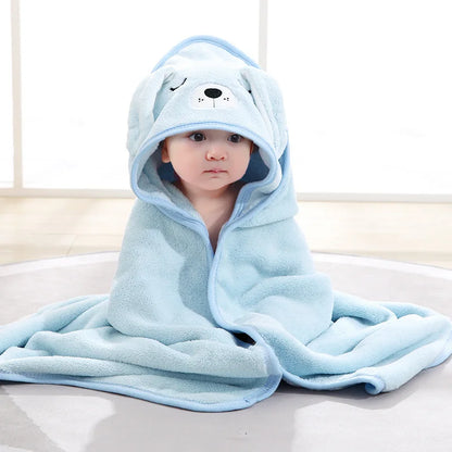 Weiche Baby-Badetuchdecke mit Kapuze und Cartoon-Tiermotiv
