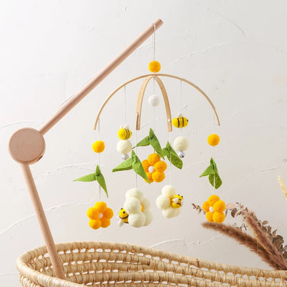 Baby Crib Mobile Rattles with Cartoon Bee for Nursery Decor