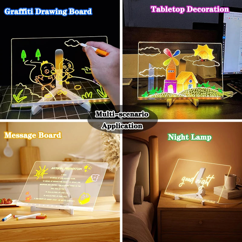 LED Light-Up Blackboard Drawing Board for Kids