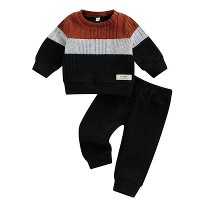 Baby Boy 2-Piece Warm Sweater and Pants Set for Fall
