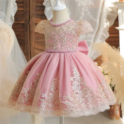 Toddler Girls Floral Embroidery Dress for Special Occasions