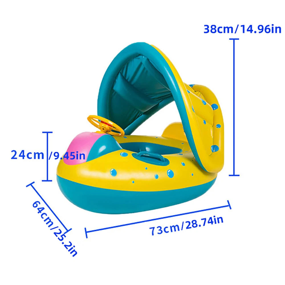 Inflatable Baby Seat with Sunshade for Pool Fun