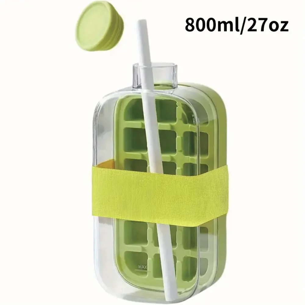 2-in-1 Ice Cube Bottle with Easy Press Release Tray