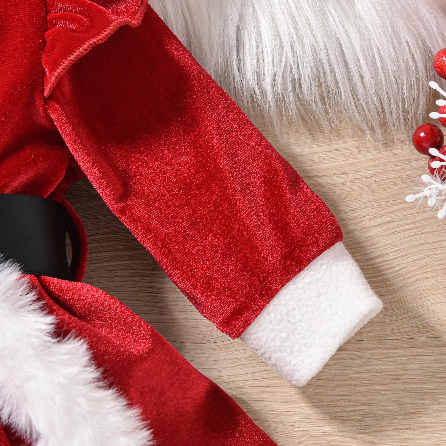 Baby Girls Christmas Velvet Romper with Santa Hat 0-18 Months