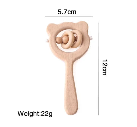 Wooden Montessori Musical Rattle Hand Bell for Babies
