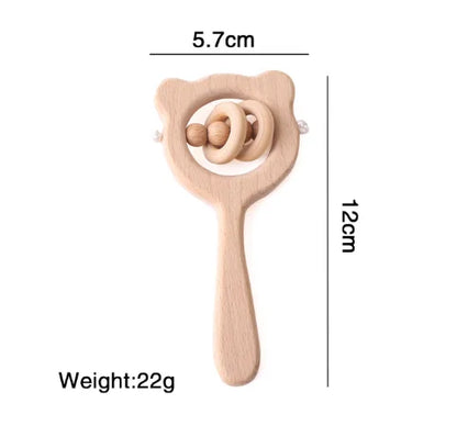 Wooden Montessori Musical Rattle Hand Bell for Babies