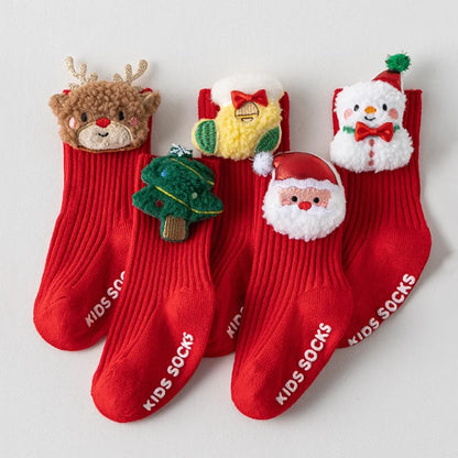 Toddler Christmas Anti-Slip Socks with Santa Design, 0-3 Years